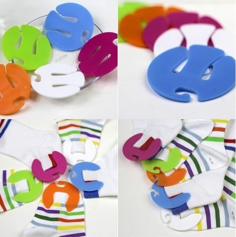 50PCS/LOT Mixed color Sock Clip Circle Shape Colorful Sock Holder Sock Sorters Locks Clips Laundry Storage Drying Holder Clothes ► Photo 1/4