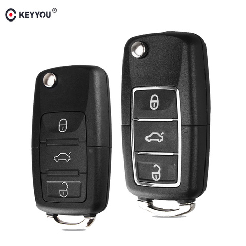 KEYYOU Car Remote Key Shell Case Fob For VW Passat b6 Polo Golf 4 6 Touran Bora New Arrival 3 Button Folding Key ► Photo 1/6