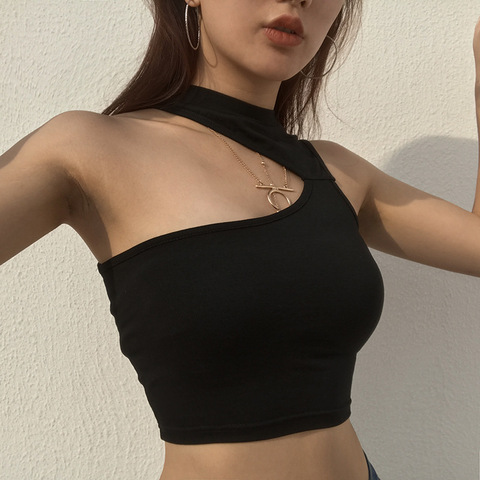 2022 Summer Sleeveless Sexy Women Girls Summer Vest Crop Top Shirt Blouse Casual Slim Black Tanks Hot S M L ► Photo 1/6