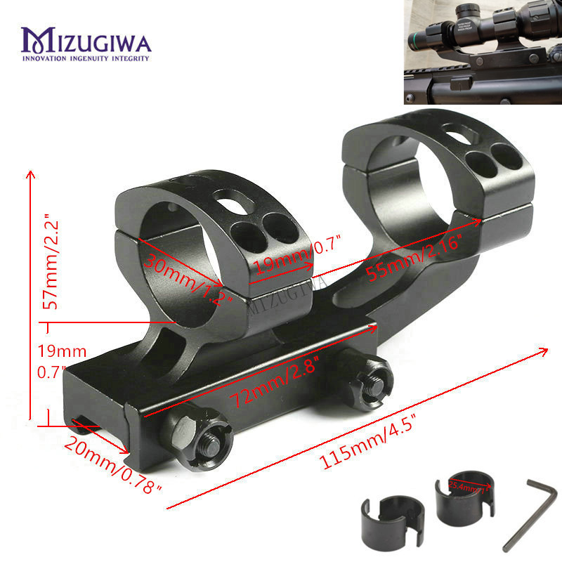Tatical 1"/30mm Cantilever Scope Dual Ring Mount 20mm Picatinny Rail Hunting 