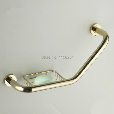 Grab Bars Gold Brass Bathroom Handle Bathtub Armrest Grab Bars With Soap Dishes Home Safety Bar Toilet Elderly Handrail  51-2 ► Photo 1/1