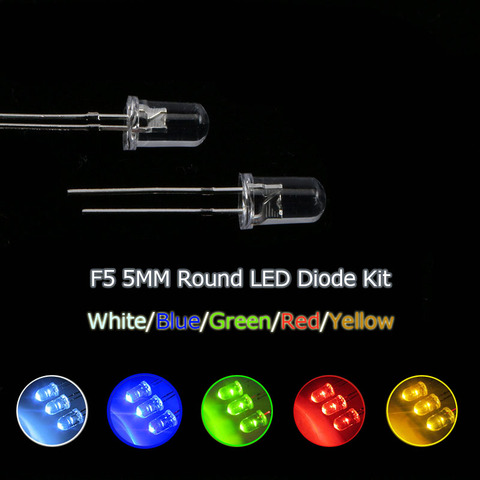 10pcs/lot Transparent Round 5mm Long legs 29MM UltraBright Green Red white Yellow Blue Light LED bulbs emitting diode F5 ► Photo 1/1