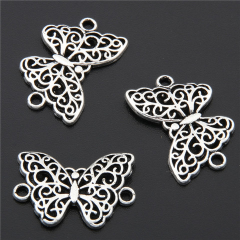 50pcs Tibetan Silver Color Butterfly Connector Charms Pendants Bracelet Necklace Jewelry Making Accessories DIY A2706 ► Photo 1/3