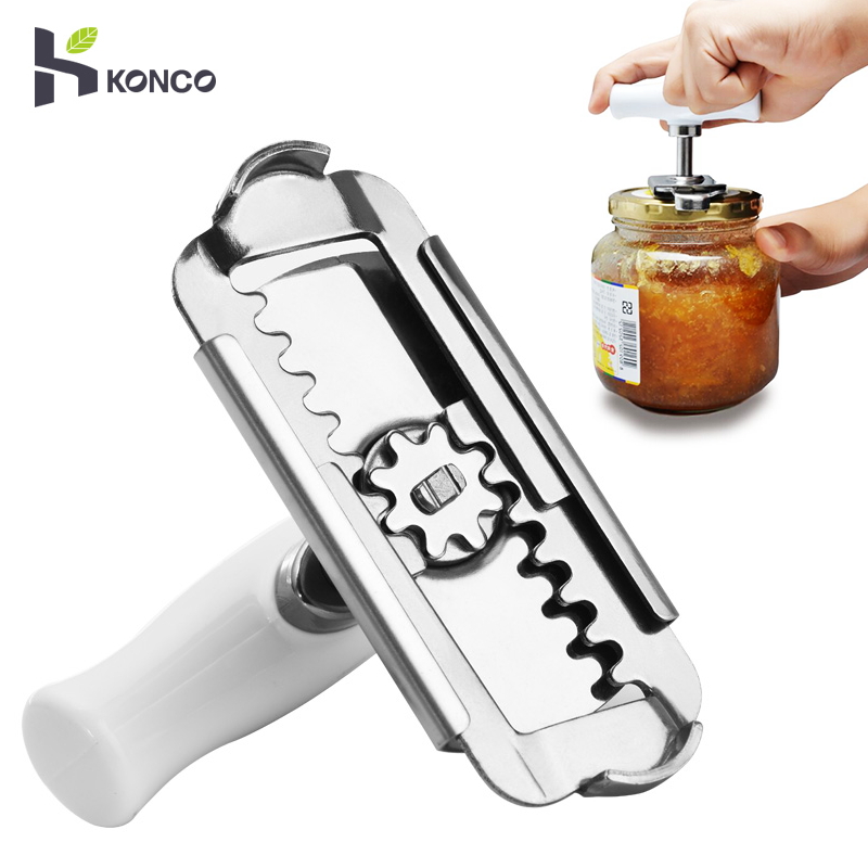 Stainless Safety Side Cut Manual Can Opener & Adjustable Jar Lid Bottle  opener