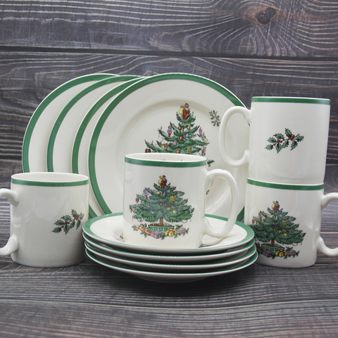 12 Pcs/set Christmas tree Dinnerware Set Ceramic Breakfast Plate Beef Dishes Dessert Dish Fruit Snack Plate ► Photo 1/6