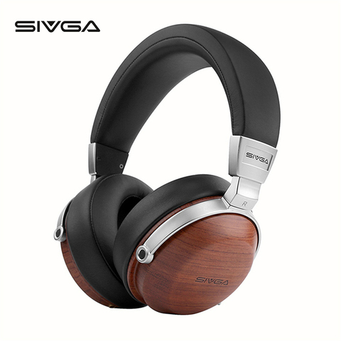 SIVGA SV003 wooden Over-ear Hifi Stereo Noise Isoliation Monitor Dynamic Headset Headphone earphones Earpiece with Microphones ► Photo 1/6