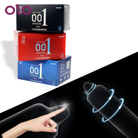 OLO 0.01 Ultra Thin Sex Toys for Men Ice Heat Touch Sex Products 10 Pieces/Box Hyaluronic Acids Condoms Natural Latex ► Photo 1/6