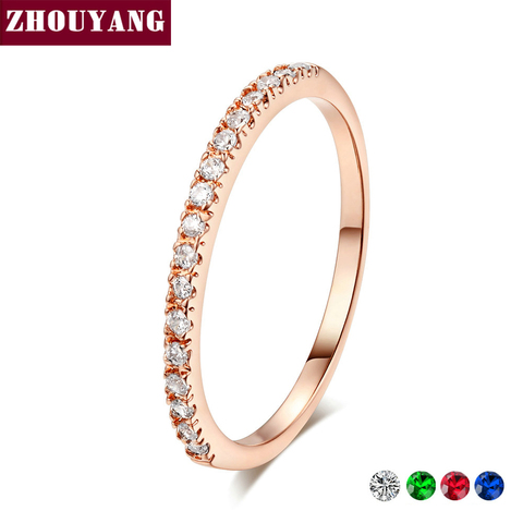 Wedding Ring For Women Man Concise Classical Multicolor Mini Cubic Zirconia Rose Gold Color Fashion Jewelry R132 R133 ZHOUYANG ► Photo 1/6