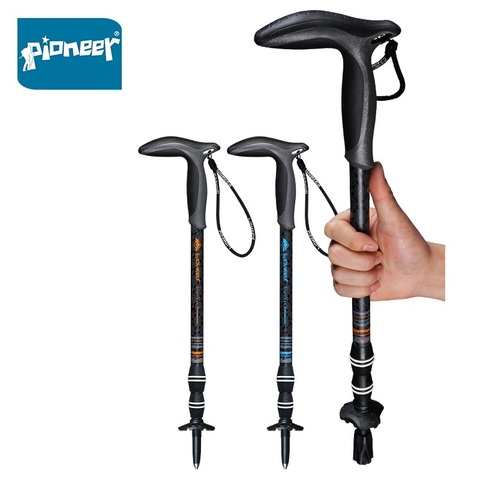 T-handle Hiking Carbon Fiber Walking Cane Trekking Poles Ultralight Telescopic Alpenstocks 49cm-100cm Trail Sticks Canne ► Photo 1/1