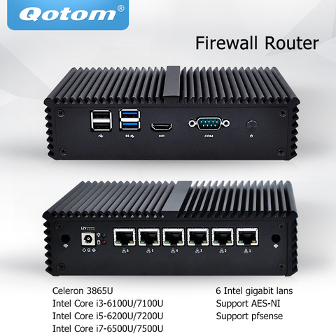 QOTOM Mini PC Core i3 i5 i7 Fanless VPN Computer 6 Gigabit Ethernet AES-NI OPNsense Firewall Ubuntu Sophos Q555G6 Q575G6 ► Photo 1/6
