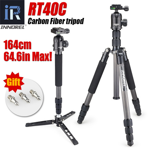 RT40C Professional Carbon Fiber tripod for digital dslr camera light weight stand high quality tripe for Gopro tripode 164cm max ► Photo 1/6