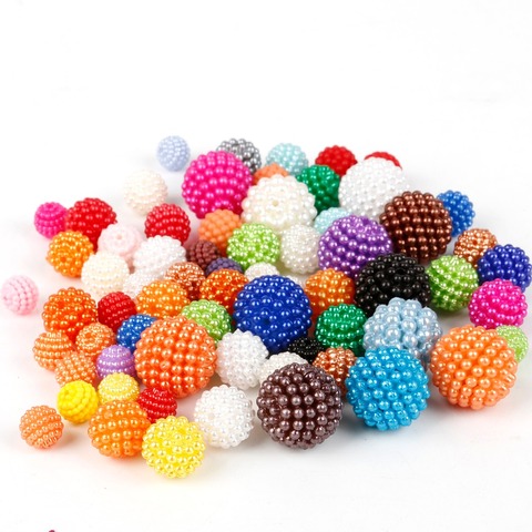 20-100Pcs/Lot Pearl Imitation 10/12/14/20mm Size Pick Plastic Mix Color ABS Plastic Loose Spacer Beads For DIY Jewelry Making ► Photo 1/6