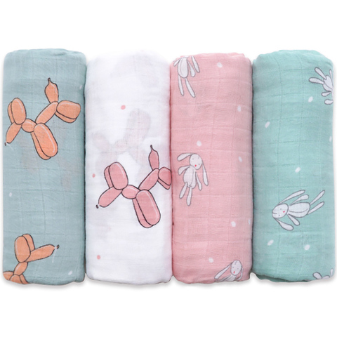 Muslinlife Baby Swaddle Wrap Soft Bamboo Cotton Blanket For Baby Stroller Use Cute Bunny Unicorn Whale Baby Blanket 120*120cm ► Photo 1/6