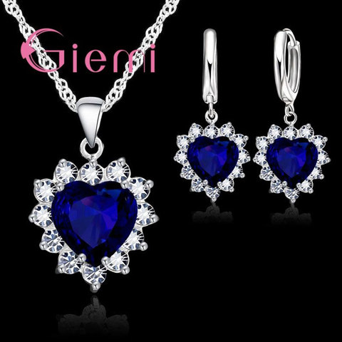 True Love 925 Sterling Silver Jewelry Sets For Wedding Women Cubic Zirconia Pendant Necklace Earrings Set Valentine's Gift ► Photo 1/6