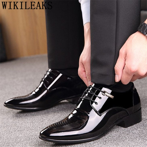 Luxury Mens Leather Pointy Toe Dress Formal Wedding Shoes Oxfords