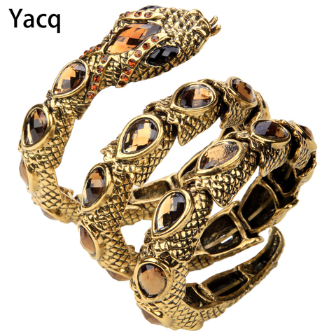 YACQ Stretch Snake Bracelet Armlet Upper Arm Cuff  Women Punk Rock Crystal Bangle Jewelry Gold Silver Color Dropshipping A32 ► Photo 1/6