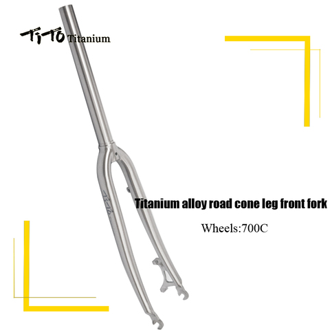 TiTo Gr.9 Titanium alloy road bike front fork 700C disc brake Bicycle Fork break wind Titanium fork tarped shape tube ► Photo 1/6