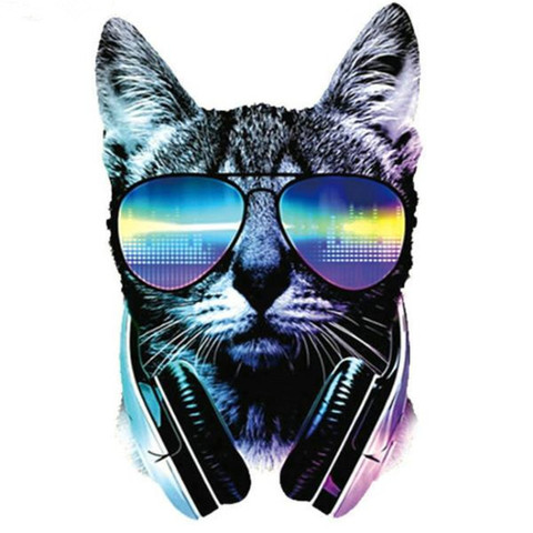 Fashion PVC Patch Music cat deal with it Clothes Heat Transfer Printing T shirt women iron on patches for clothing Stickers ► Photo 1/6