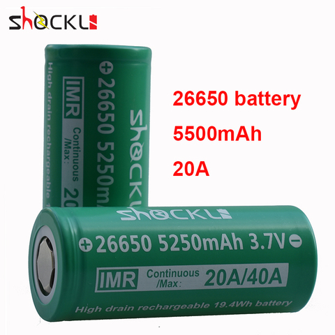 Shockli 26650 5250mAh 3.7v  Li-ion rechargeable battery 30A 40A 26650 lithium battery for high power flashlights  torch ► Photo 1/6