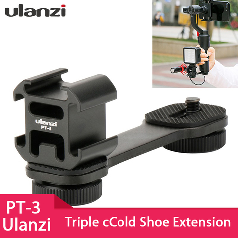 Ulanzi PT-3 Triple Hot Shoe Mount Adapter Microphone Extension Bar for Zhiyun Smooth 4 DJI Osmo Pocket Gimbal Accessories ► Photo 1/6