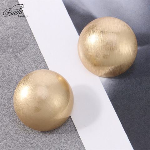 Badu Frosted Gold Semi-Ball Stud Earring for Women Vintage Fashion Jewelry Big and Small Different Size Earring Wholesale ► Photo 1/6