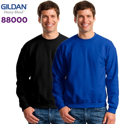 GILDAN 88000 Fleece Men's Solid Cotton Sweatshirts Active Sports Hoodies For Men O-Neck  Plus Size Pullover Sweatshirts Male ► Photo 1/6