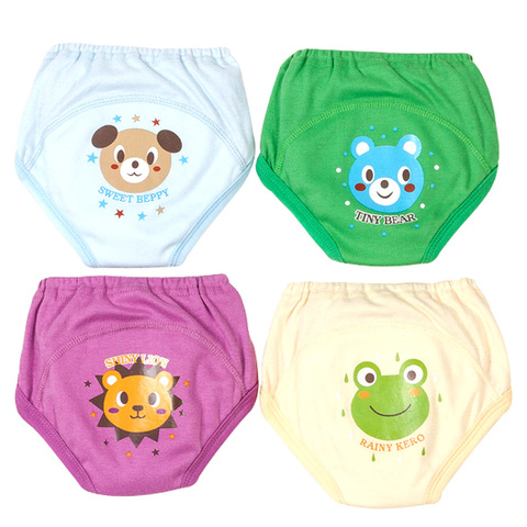 4 PCS/Lot Potty Training Pants Baby Learning Underwear Nappies for Toddler Boy Girl Panties Reusable Washable Cotton Diapers ► Photo 1/6