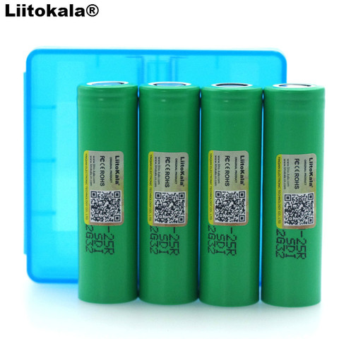 4PCS Liitokala New 18650 2500mAh Rechargeable battery 3.6V INR18650 25R 20A discharge batteries + Storage box ► Photo 1/3