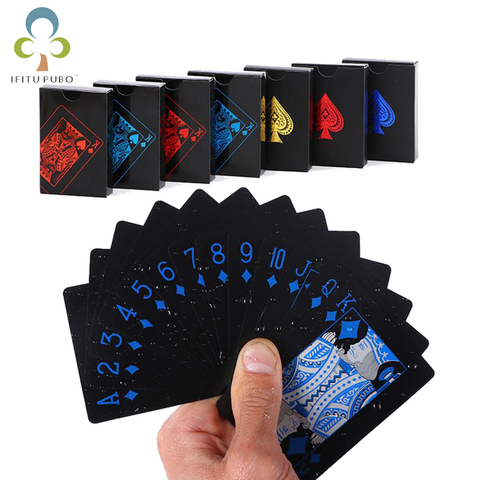 Quality Waterproof PVC Plastic Playing Cards Poker Classic Magic Tricks Tool Pure Black Magic Box-packed Free Shipping GYH ► Photo 1/6