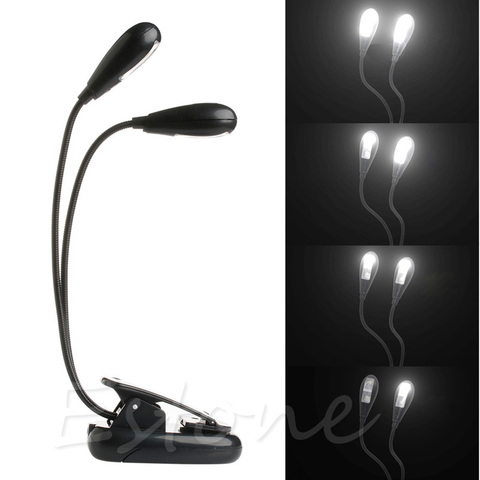2 Dual Flexible Arms 4 LED Clip-on Lamp for Piano Music Stand Book Reading Light #20/25W ► Photo 1/6