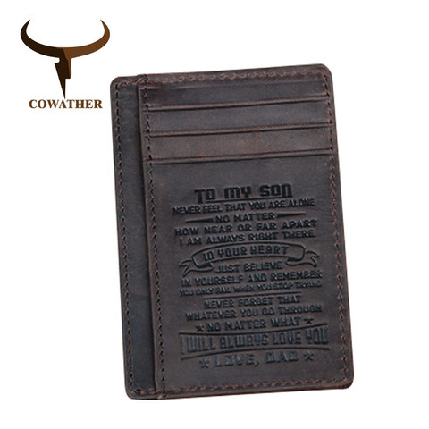 COWATHER top quality cow genuine leather card holder wallets for men 100% cowhide fashion design male credit card purse ► Photo 1/6