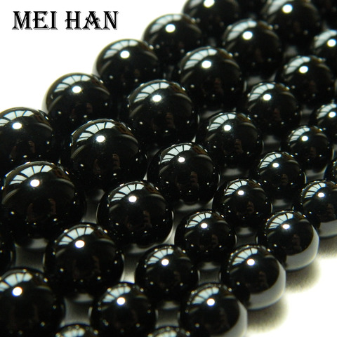 Freeshipping Meihan  4mm & 6mm & 8mm & 10mm & 12mm natural black agate smooth round Loose beads for jewelry making design or DIY ► Photo 1/3