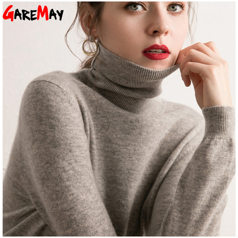 Spring Cashmere Turtleneck Knitted Women Sweaters And Pullovers Plus Size Women's Pullover Sweater Turtleneck Long Sleeve ► Photo 1/6