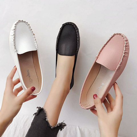 Woman Flats Shallow Shoes Women Espadrilles Grandmother Shoes White Slip on Flat Shoes Black Loafers Casual Shoes Zapatos Mujer ► Photo 1/6