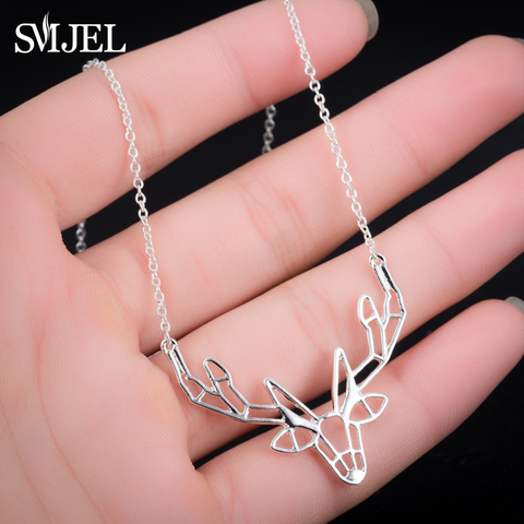 Useful Deer Origami Antler Pendants Chain Necklace Animal Charm Women Jewelry 