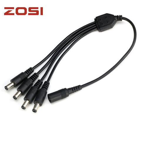 ZOSI DC Power Splitter 4 Way Power Splitter Cable 1 Male to 2 Dual Female Cord for CCTV Camera 5.5mm / 2.1mm ► Photo 1/5