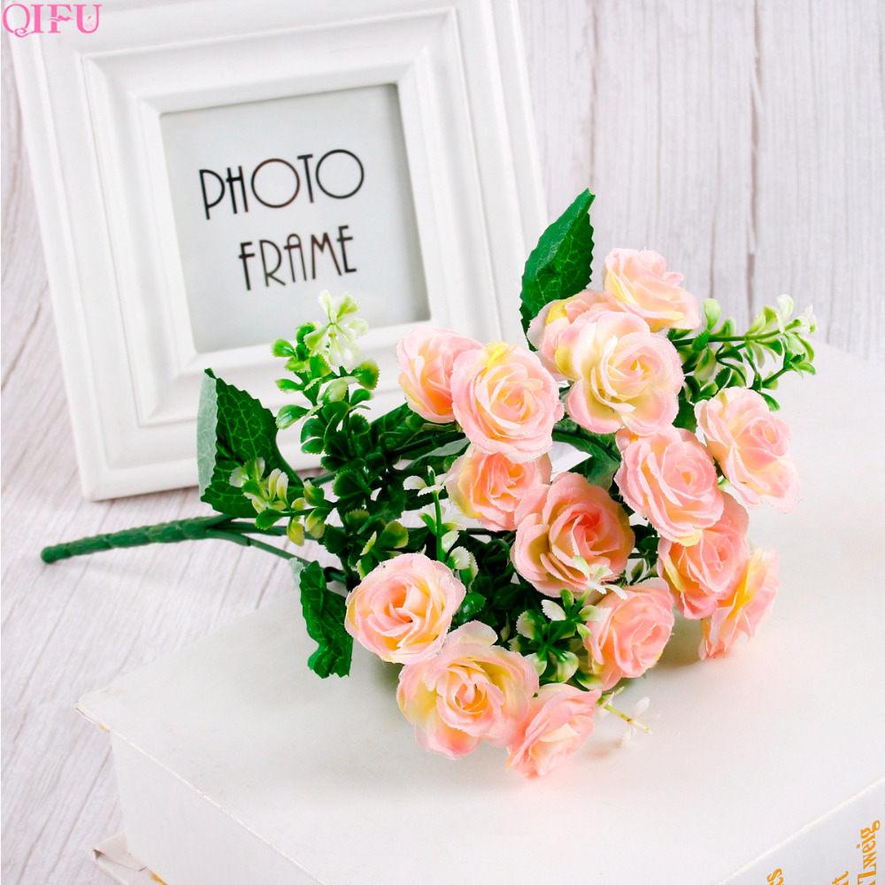 15 Head Artificial Fake Rose Silk Flower Wedding Party Bridal Bouquet Home Decor 