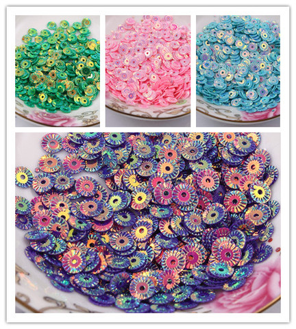 3000Pcs 6mm Round Wheel Flower Gold Plating Loose Sequins Sewing PVC  DIY Paillette 17 Colors Available Confetti Spangles ► Photo 1/6