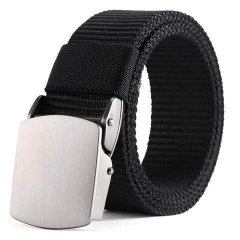 High QualityFashion Male Black Nylon Belt Outdoor Metal Automatic Buckle Canvas Belts Casual Pants Cool Wild luxury Waist Belts ► Photo 1/6