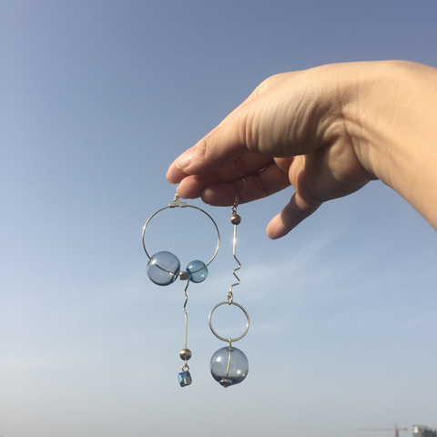 Over 10 Designs ! Original Design Vintage Green Glass Ball Dangle Long Earrings For Women 2022 Asymmetric Bubble Korean Earrings ► Photo 1/6