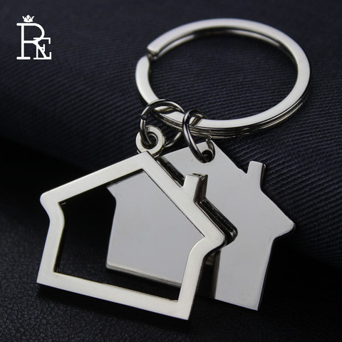 RE 100pcs/lot Free Shipping Alloy House Home Men Women Gift Keychain Keyring Key Chain Ring Car Bag Costomized Logo Wholesale ► Photo 1/6