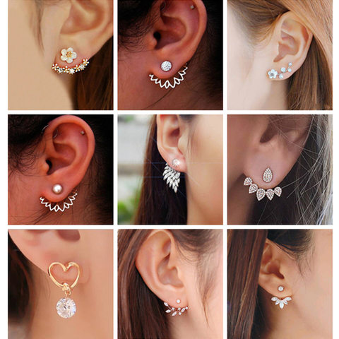 Korean Jewelry Zircon Pearl Heart Crystal Flower Angel Wings Geometry Stud Earrings For Women Statement Ear Jewelry Wholesale ► Photo 1/6