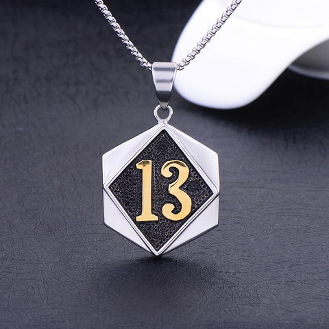 New Arrival 316L Stainless Steel Lucky Number 13 Pendant Necklace Fashion Rock Hip Hop Men's Jewelry Christmas Brothers Gift ► Photo 1/5