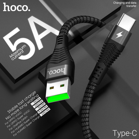hoco usb cable to type c 5a fast charging usb c wire usbc charger c type cord for samsung xiaomi huawei mobile phone android ► Photo 1/6