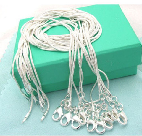 5pcs/lot (16 18 20 22 24 inches) Fashion Jewelry 925 Sterling silver Chains 1mm Snake Chain Necklace Jewelry ► Photo 1/5