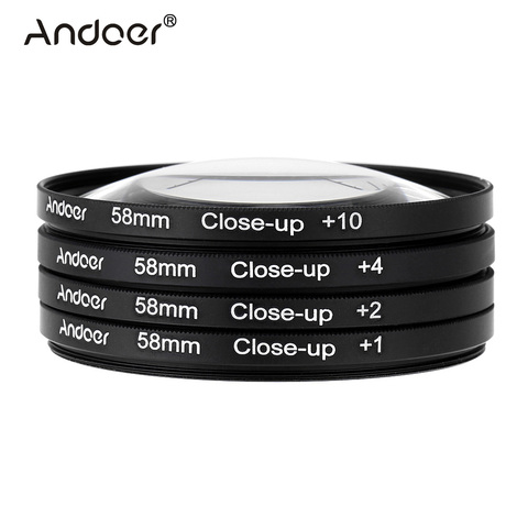 Andoer 58mm Macro Close-Up Filter Set +1 +2 +4 +10 with Pouch for Nikon Canon Rebel T5i T4i EOS 1100D 650D 600D DSLRs ► Photo 1/6