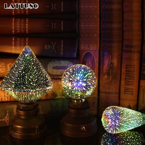 LATTUSO LED Light Edison Bulb 3D Decoration Bulb 220V A60 ST64 G95 G80 G125 E27 Holiday Lights Novelty Christmas Lamp Lamparas ► Photo 1/6