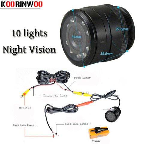 Koorinwoo 10 Ir Infrared Lights Night Vision Waterproof Car Rear View Camera Backup camera Parking Reversing System Sensors ► Photo 1/6
