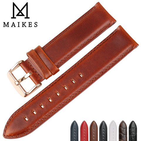 MAIKES Watch Accessories Genuine Leather Watch Strap 16mm 17mm 18mm 19mm 20mm Watchband For DW Daniel Wellington Watch Band ► Photo 1/6