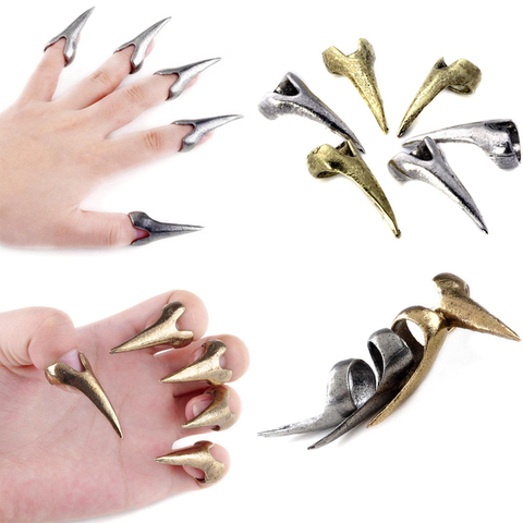PINKSEE 5Pcs Vintage Bronze Colors Punk Rock Gothic Talon Nail Finger Claw Spike Rings Bulks For Women Men Fashion Jewelry ► Photo 1/6